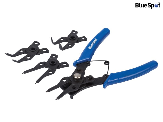 BlueSpot Tools 4-in-1 Circlip Pliers with Interchangeable Jaws 160mm A3 Steel