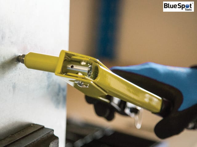 BlueSpot Hand Rivet Gun Kit with 60 Rivets and 4 Nozzle Sizes for DIY Use