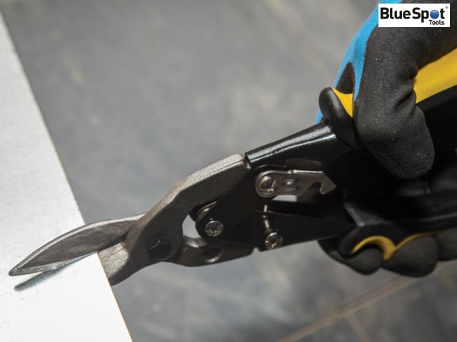 BlueSpot Tools Aviation Tin Snips Straight Cut 250mm 10in Durable Carbon Steel