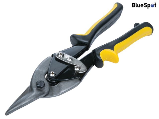 BlueSpot Tools Aviation Tin Snips Straight Cut 250mm 10in Durable Carbon Steel