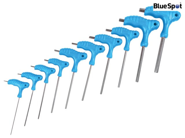 BlueSpot Tools 10 Piece Metric T-Handle Hex Key Set with Ergonomic Grip