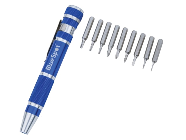 BlueSpot 9-in-1 Screwdriver Bit Set Chrome Vanadium Compact with Storage