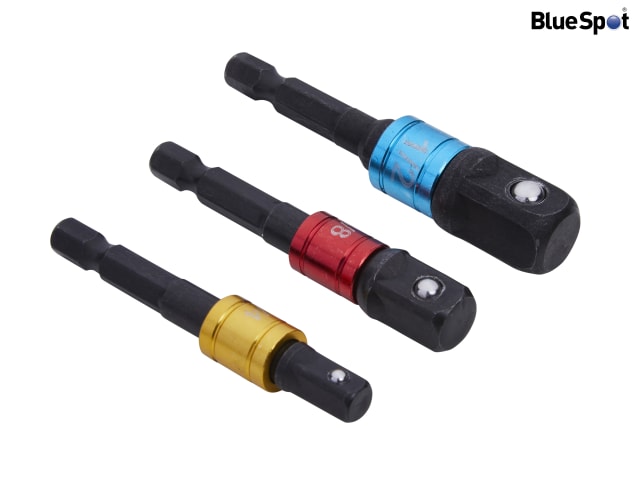 BlueSpot Tools Colour-Coded Impact Socket Adaptor Set 3 Piece Chrome Vanadium