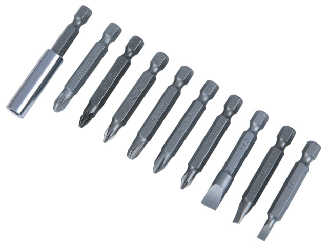 BlueSpot 10 Piece Power Bit Set with Magnetic Holder, Chrome Vanadium Steel