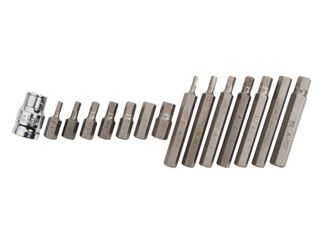 BlueSpot Tools 15 Piece Hex Bit Set with Carry Case, Chrome Vanadium Steel