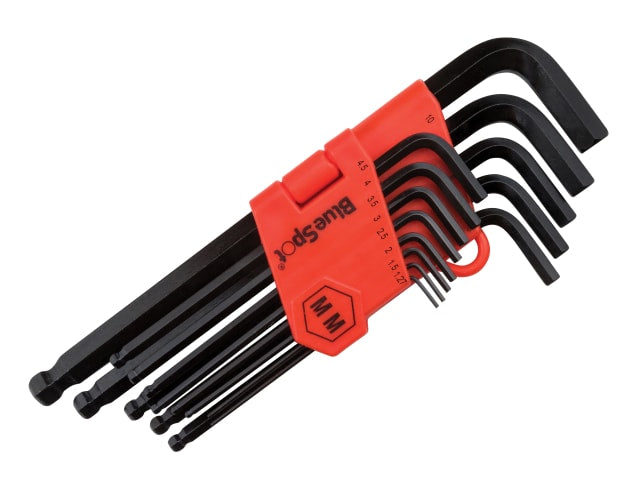 BlueSpot Tools 13 Piece Long Arm Ball End Hex Key Set Chrome Vanadium Steel