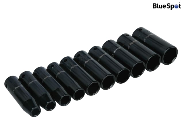 BlueSpot 1/2in Metric Deep Impact Socket Set 10-24mm 10 Piece Chrome Vanadium