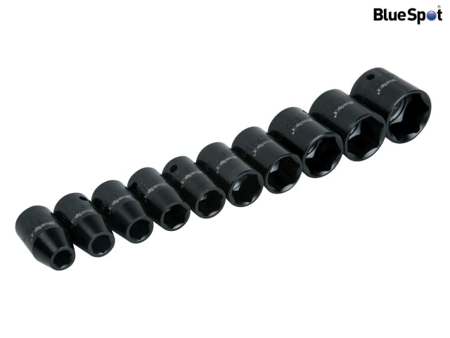 BlueSpot 1/2in Metric Impact Socket Set 9-27mm 10 Piece Chrome Vanadium Steel