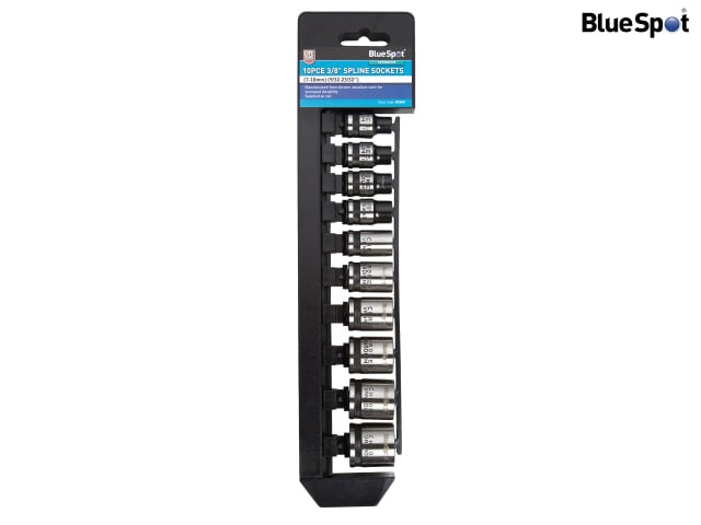 BlueSpot Tools 3/8in Drive Spline Socket Set 10 Piece Metric Chrome Vanadium