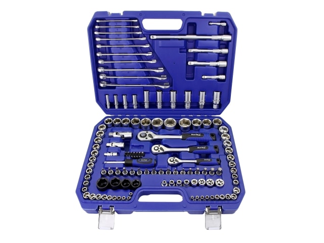 BlueSpot Tools 120 Piece Metric Socket Set 1/2in 3/8in 1/4in Chrome Vanadium
