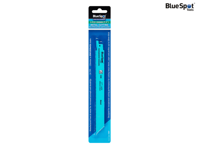 BlueSpot Bi-Metal Reciprocating Saw Blades 240mm 5 TPI Pk of 5 for Metal Cutting