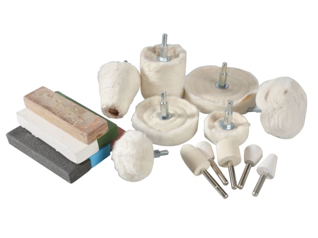 BlueSpot 18 Piece Polishing Kit for Electric Drills - Buffing Wheels & Compounds