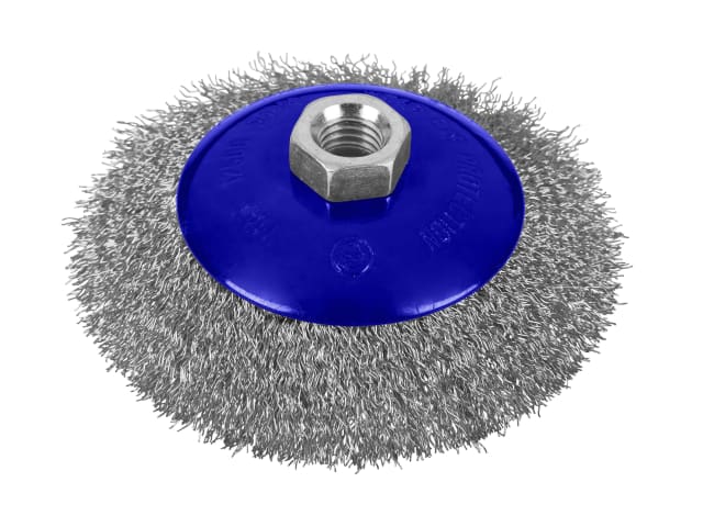 BlueSpot Tools 115mm Steel Bevel Wire Cup Brush M14 x 2 Durable 12,500 RPM