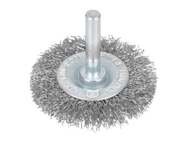 BlueSpot Tools 50mm Flat Steel Wire Wheel Brush 6mm Arbor for Drills