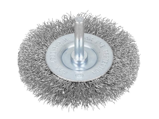 BlueSpot Tools 75mm Flat Steel Wire Wheel Brush 6mm Arbor for Drills
