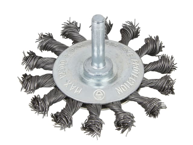 BlueSpot Tools 75mm Flat Twist Knot Wire Wheel Brush 12,500 RPM 6mm Arbor