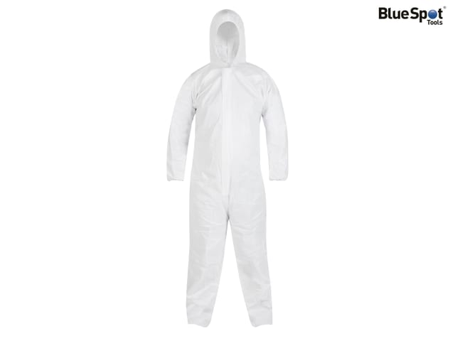 BlueSpot Tools Large Disposable Coverall 170-178cm Elasticated Hood Cuffs