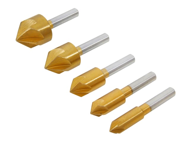 BlueSpot HSS Titanium Countersink Bit Set 5 Piece for Wood Metal Plastic