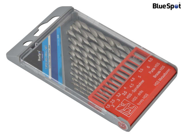 BlueSpot Tools HSS Drill Set 13 Pieces 1.5-6.5mm for Steel Wood Plastic