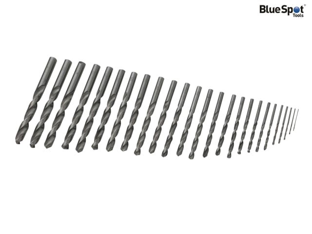 BlueSpot Tools 25 Piece HSS Drill Bit Set High-Speed Steel with Metal Case