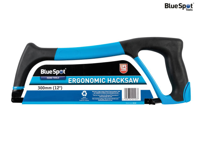 BlueSpot Tools Ergonomic Hacksaw 300mm Durable Zinc Alloy Soft Grip Handle