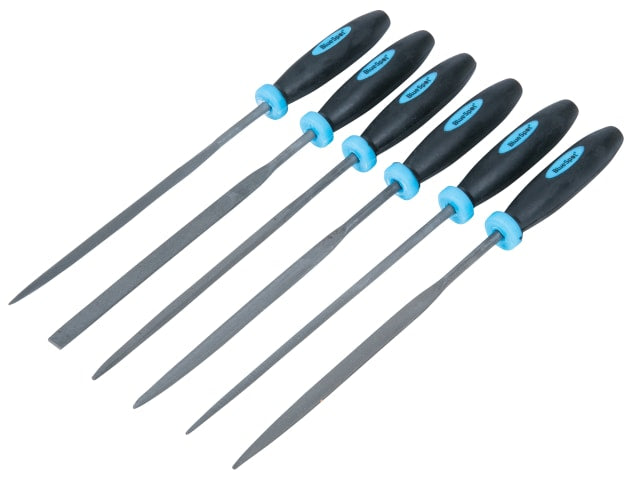 BlueSpot Tools Mini File Set 6 Piece with Pouch Comfortable Handles 150mm