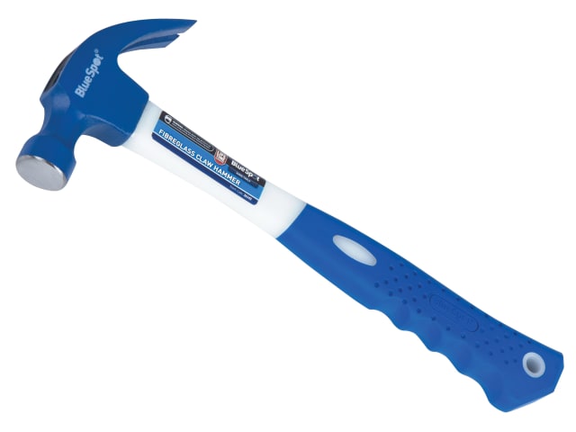 BlueSpot Tools 570g Claw Hammer Fibreglass Shaft Comfortable Grip 20oz