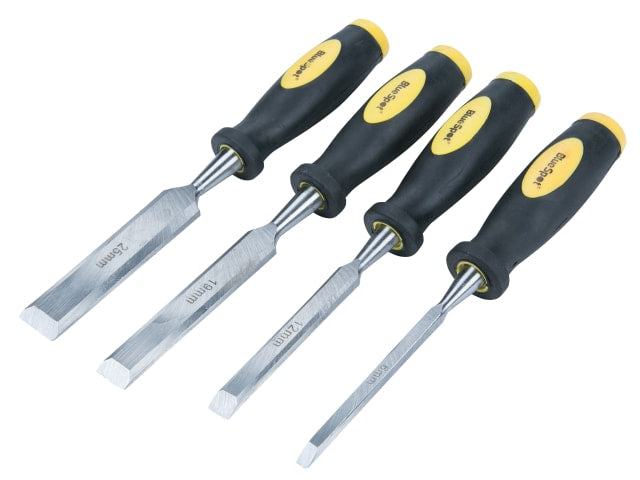 BlueSpot Tools 4 Piece Wood Chisel Set Double Colour Handle Heat-Treated