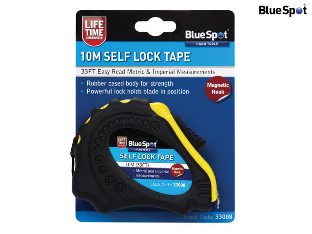 BlueSpot Tools Magnetic Pocket Tape 10m/33ft Easy Read Self-Locking 23mm