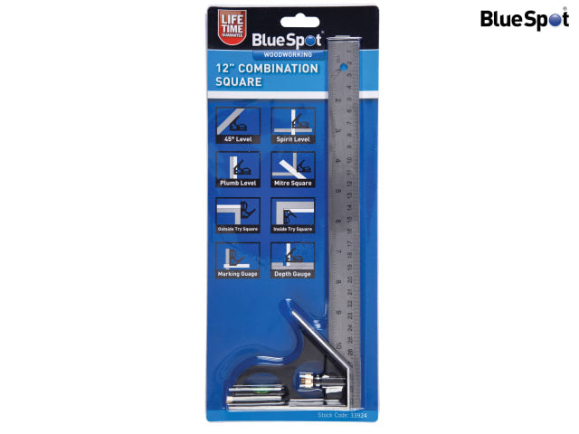 BlueSpot Tools 300mm Combination Square with Spirit Level and Scriber