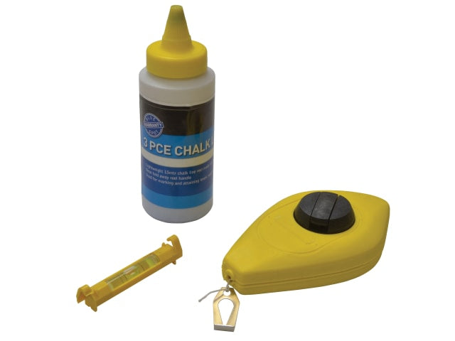 BlueSpot Tools 3 Piece Chalk Line Set 50ft with Chalk and Line Level