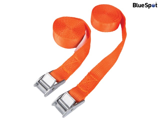 BlueSpot Tools 2.5m Cam Buckle Tie-Down Straps Twin Pack 100kg Capacity