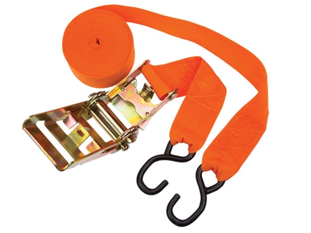 BlueSpot Tools 25ft Ratchet Tie-Down Strap 2in J-Hooks 210kg Capacity