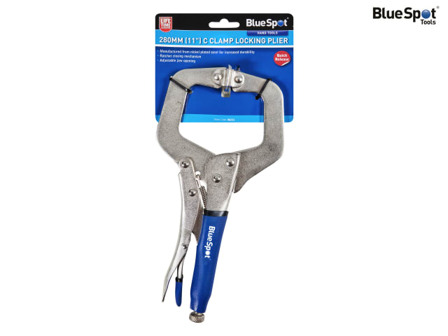 BlueSpot Tools Locking C-Clamp 280mm with Swivel Pads for Precision Work