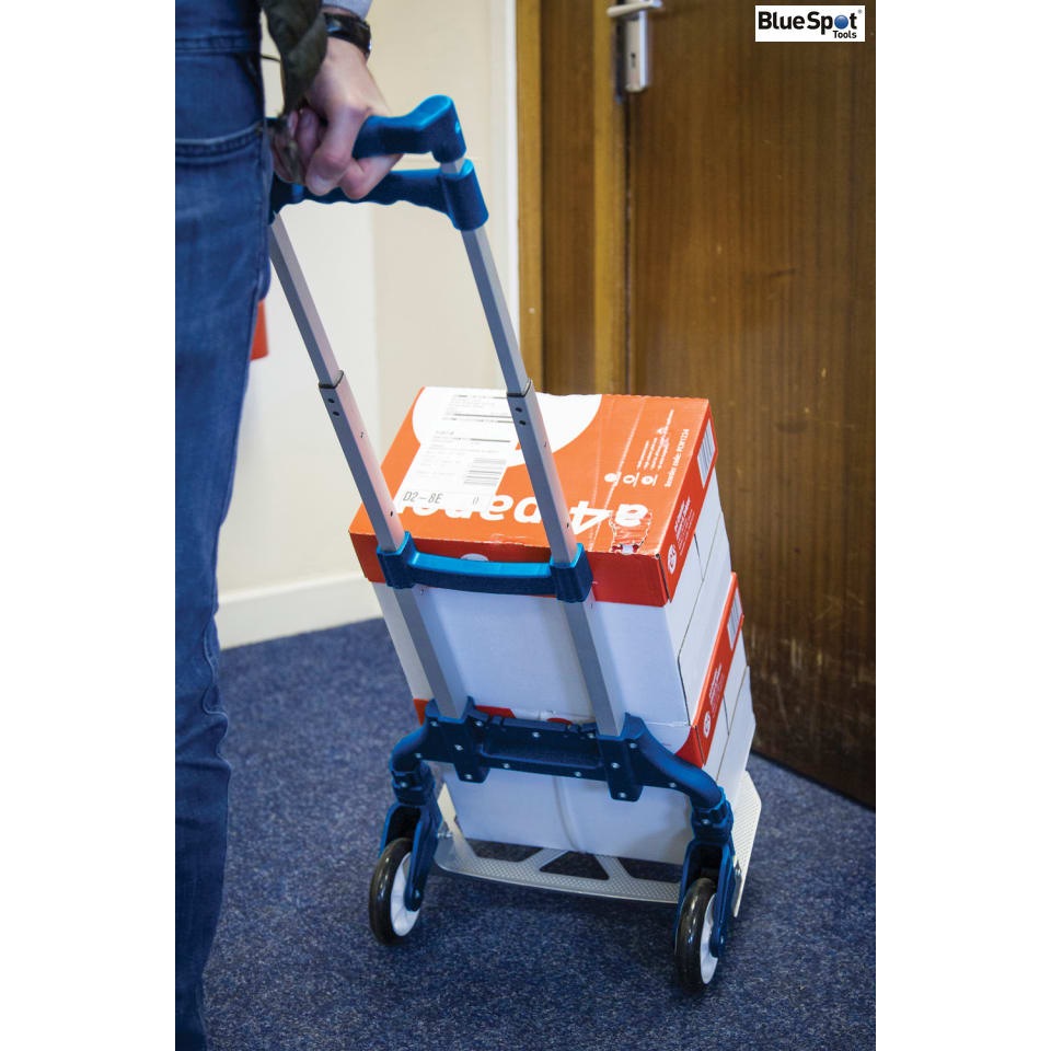 BlueSpot Tools Easy Wheeler Folding Trolley Adjustable Handle 70kg Load Capacity