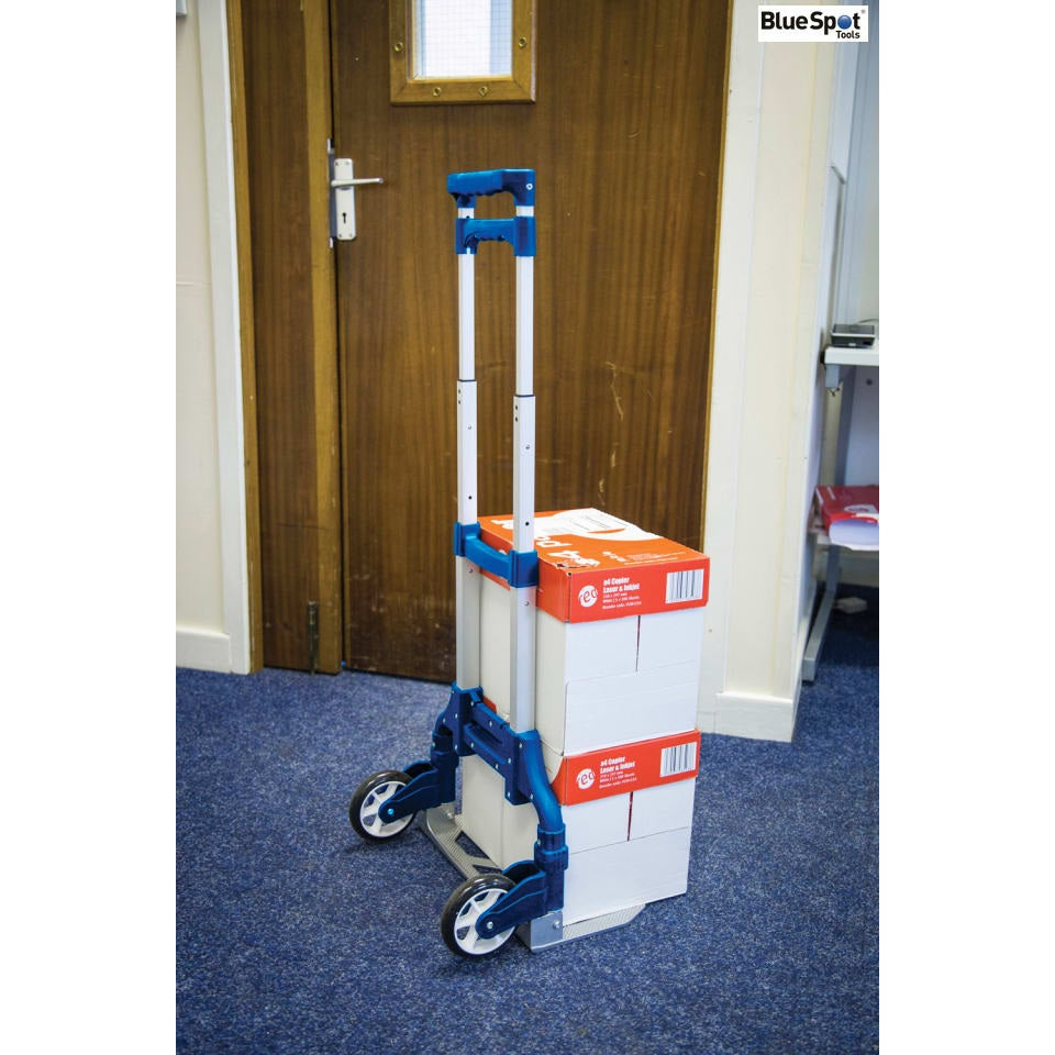 BlueSpot Tools Easy Wheeler Folding Trolley Adjustable Handle 70kg Load Capacity