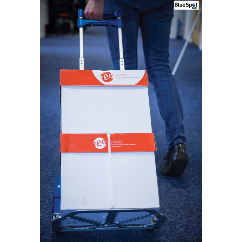 BlueSpot Tools Easy Wheeler Folding Trolley Adjustable Handle 70kg Load Capacity