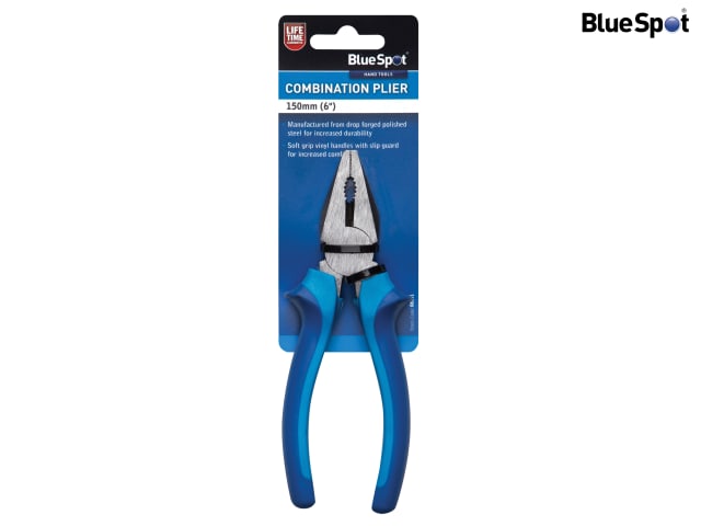 BlueSpot Tools 150mm Combination Pliers Soft Grip Vinyl Handles Durable Steel