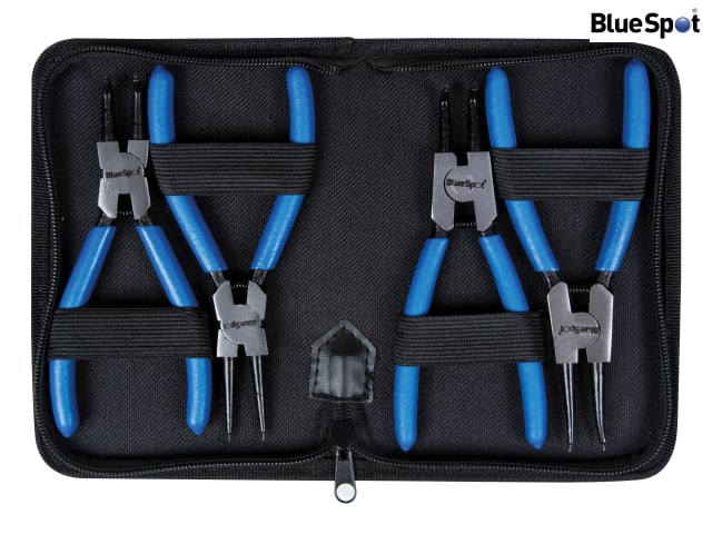 BlueSpot Tools 4 Piece Circlip Pliers Set Chrome Vanadium Steel with Wallet