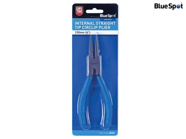BlueSpot Tools 150mm Internal Straight Circlip Pliers Chrome Vanadium Steel