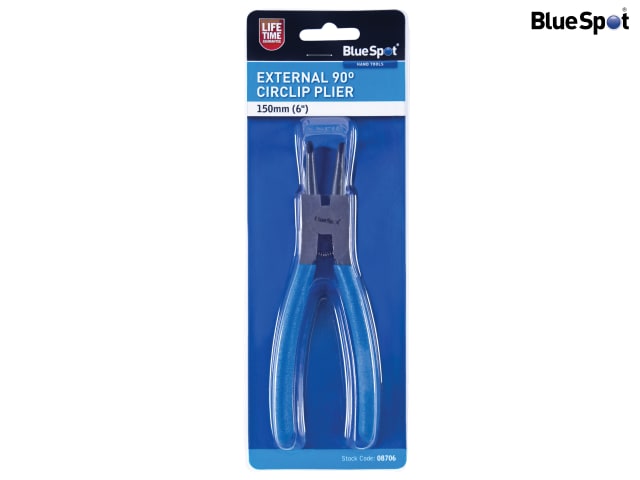 BlueSpot External Circlip Pliers 150mm 90Â° Bent Tip Chrome Vanadium Steel