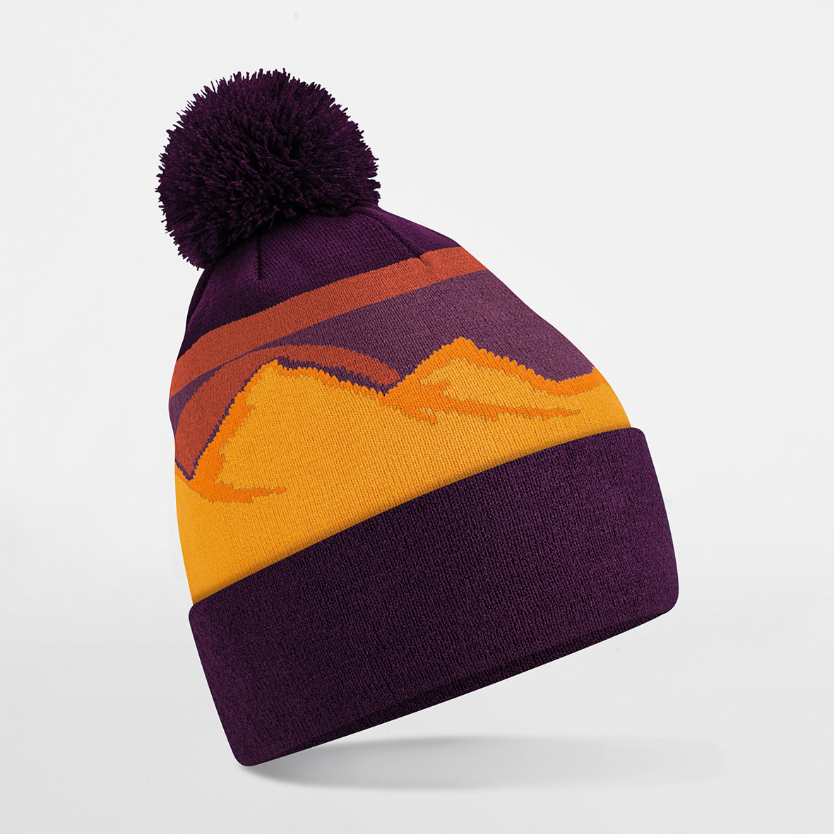 Beechfield Mountain Peaks Pom Pom Beanie 100% Recycled Polyester Outdoor Hat