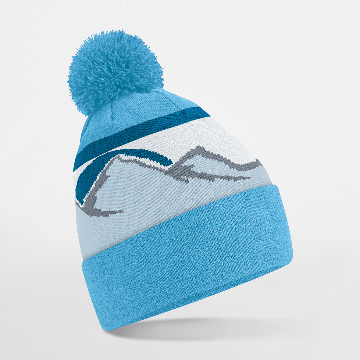 Beechfield Mountain Peaks Pom Pom Beanie 100% Recycled Polyester Outdoor Hat