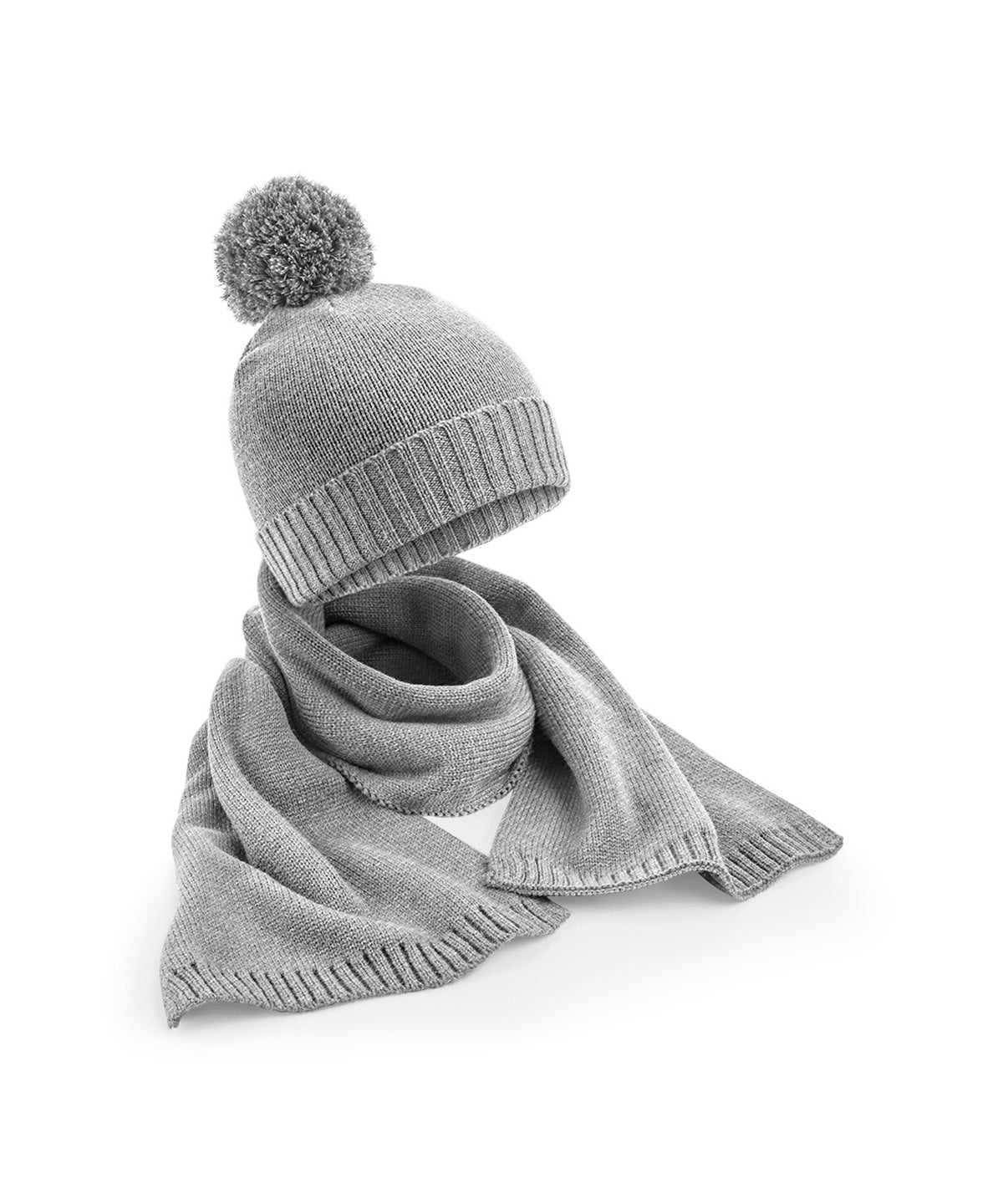 Beechfield Knitted Scarf and Beanie Gift Set Soft Touch Winter Accessories
