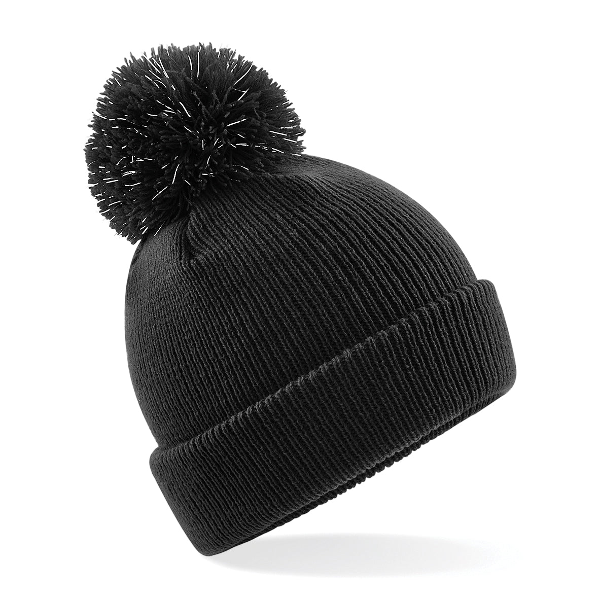 Beechfield Junior Reflective Bobble Beanie Double Layer Knit Cuffed Design