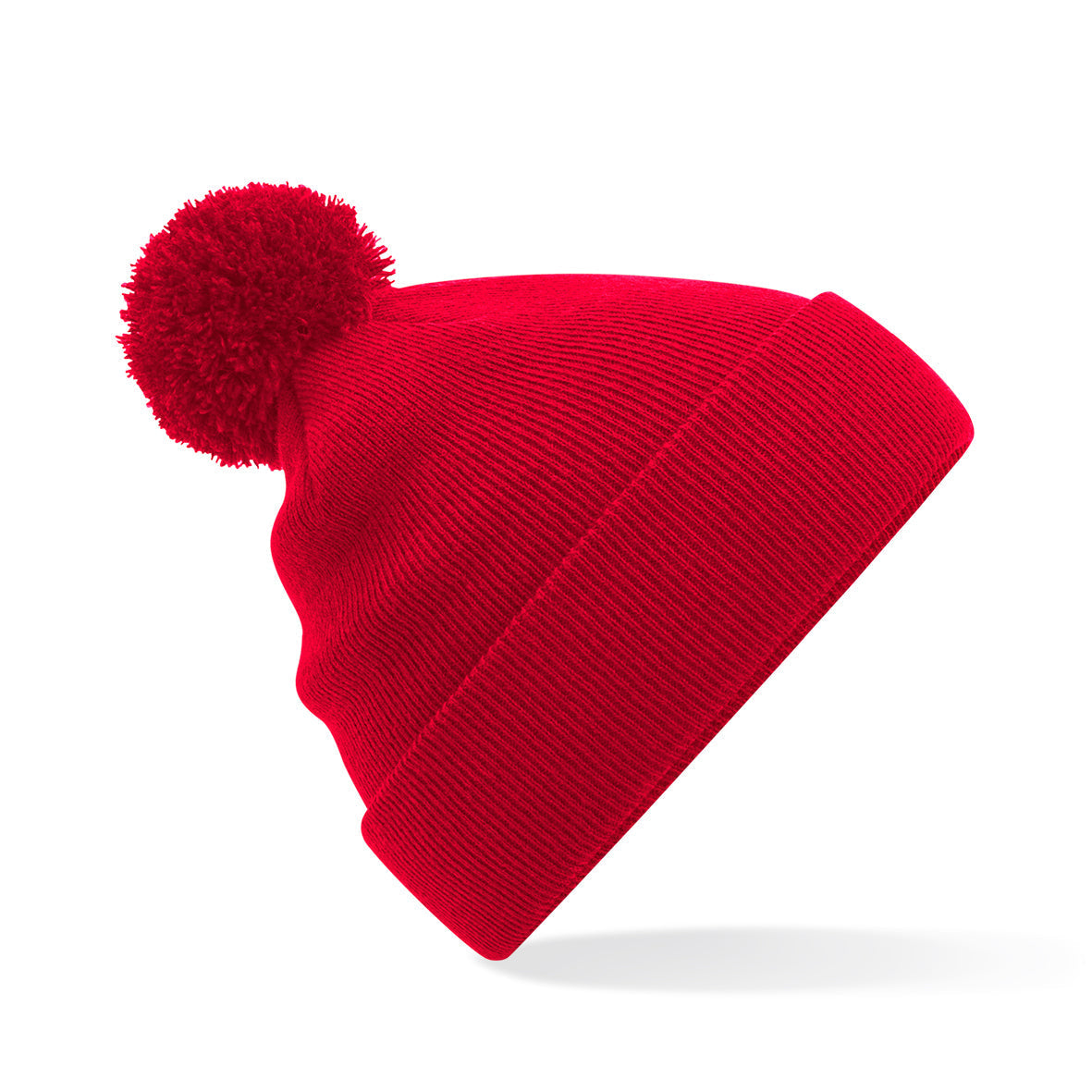 Beechfield Junior Pom Pom Beanie Hat Soft Touch Acrylic Double Layer Knit