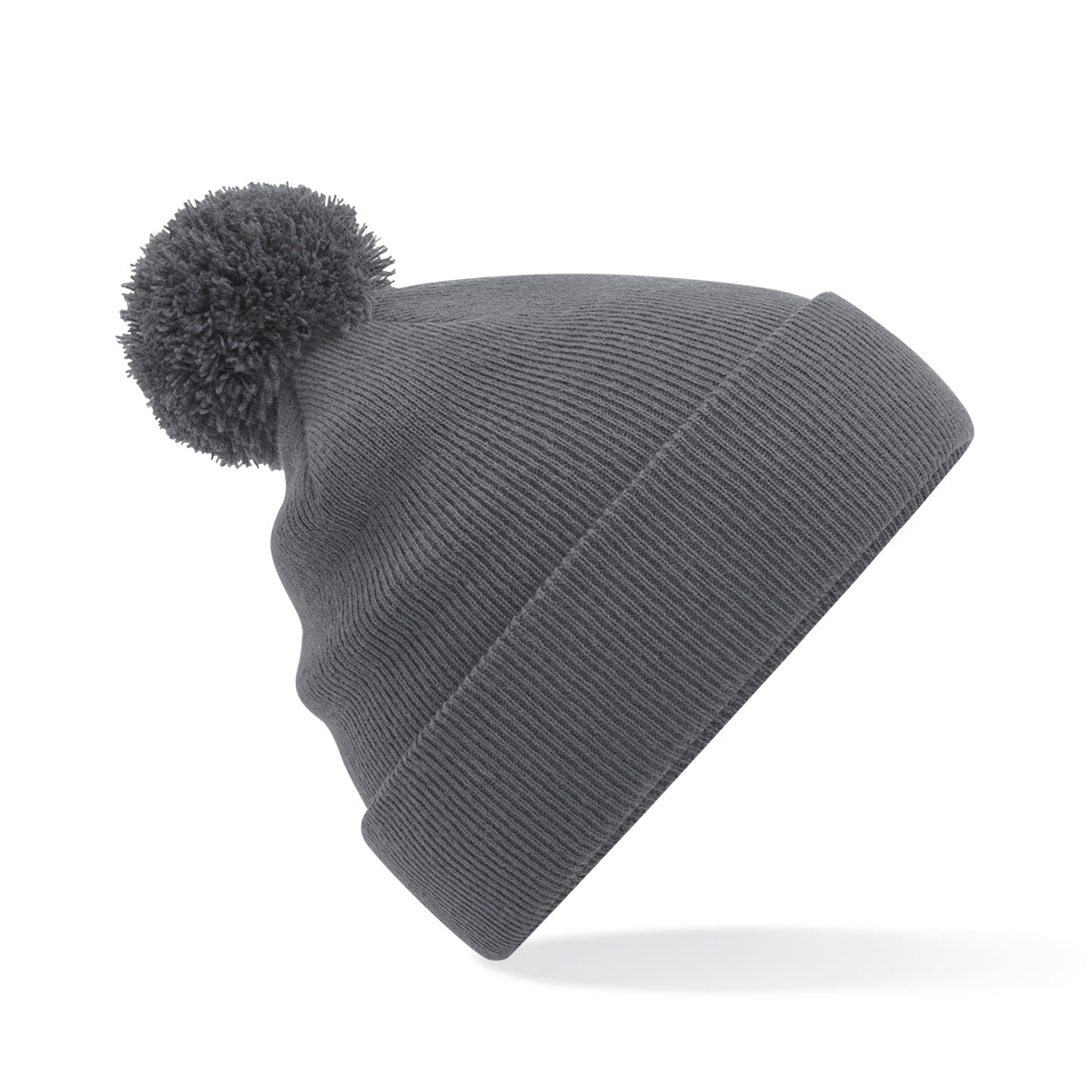 Beechfield Junior Pom Pom Beanie Hat Soft Touch Acrylic Double Layer Knit