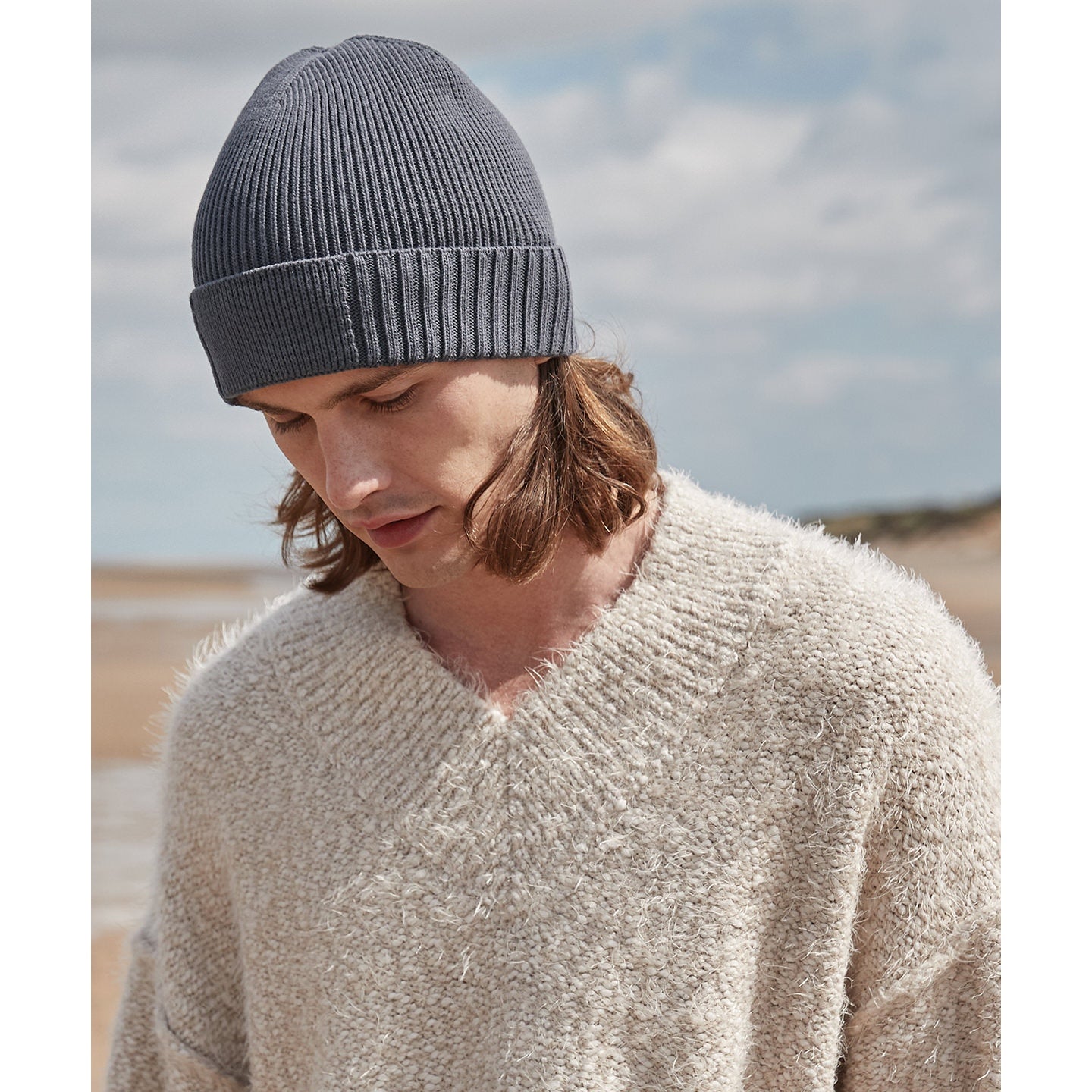 Beechfield Organic Cotton Beanie Cuffed Patch Lightweight Breathable Eco