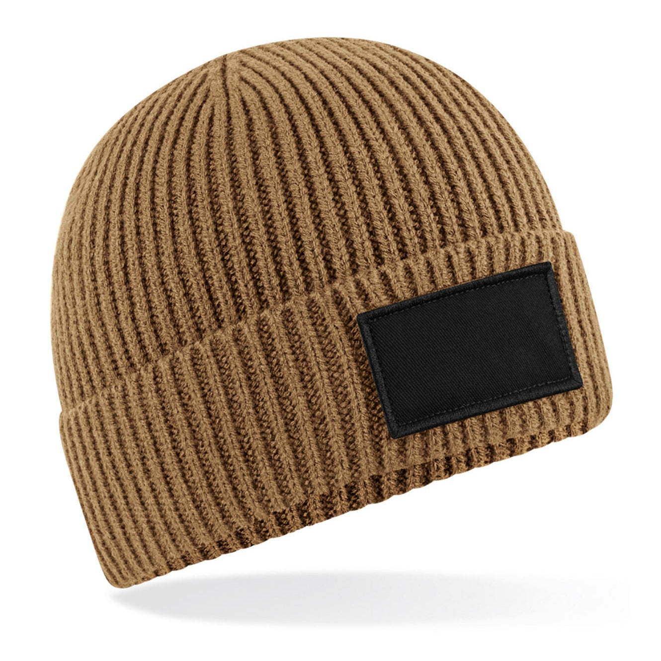 Beechfield Fashion Patch Beanie Cuffed Ribbed Knit Recycled Polyester B442R