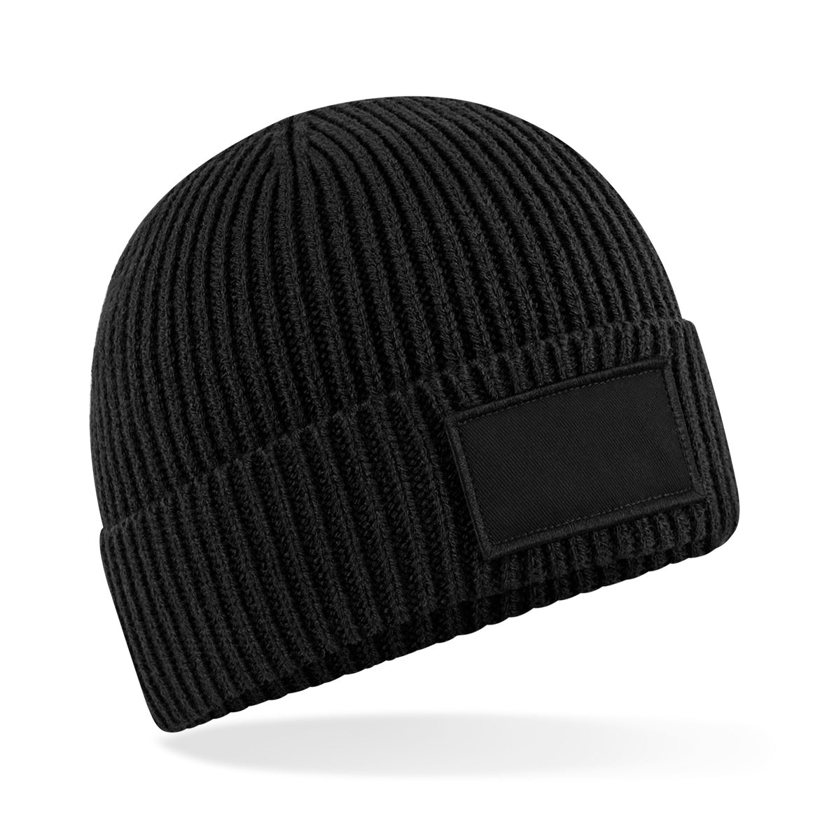 Beechfield Fashion Patch Beanie Cuffed Ribbed Knit Recycled Polyester B442R
